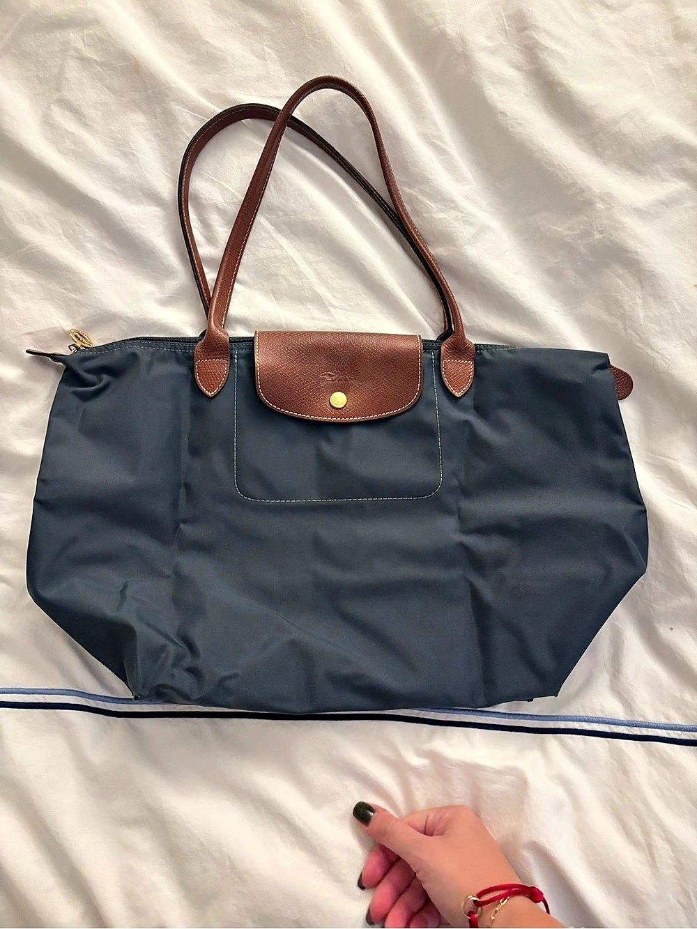 Longchamp Shoulder Bag Tote in Blue & Brown